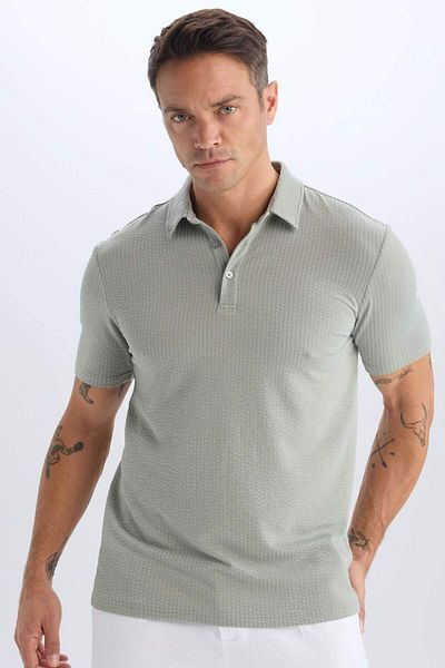 DeFacto Slim Fit Slim Fit Βαμβακερό κοντομάνικο μπλουζάκι πόλο X2594AZ25SP
