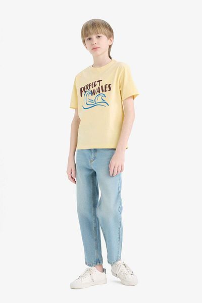 DeFacto Boy's Crew Neck Printed Short Sleeve T-Shirt E0174A825Hs