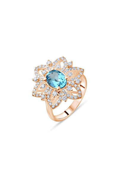 Lial Diamond 4.50 Karat Pırlanta Blue Topaz Yüzük, Gerçek Pırlanta, Sertifika...