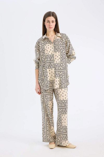 DeFacto Πουκάμισο παραλίας με σχέδιο Paisley Viscose-fall In Love C3158ax25sp