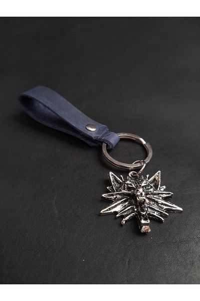 BSN Store Leather Key Chain Genuine Leather Key Chain with Nordic Wolf Wolf Figure