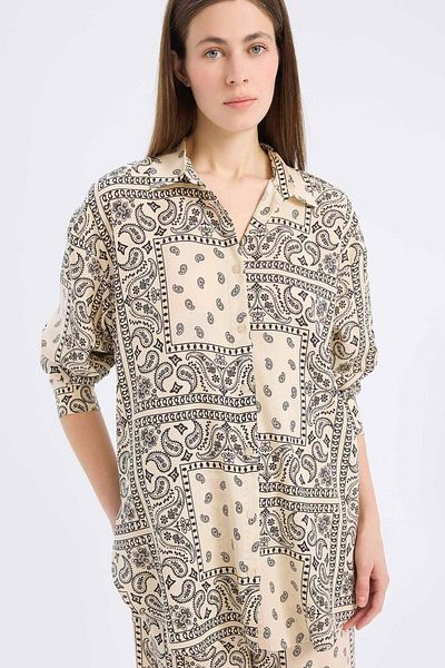 DeFacto Πουκάμισο παραλίας με σχέδιο Paisley Viscose-fall In Love C3158ax25sp