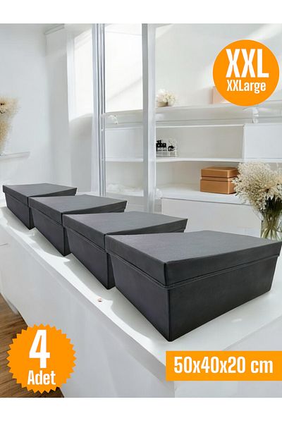Balkan Room 4 Pieces Flip Lid Cabinet Organizer Box Multi-Purpose Storage Box Xxlarge 50X40X20 cm