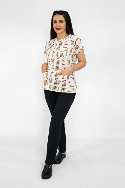 Nur Medikal Giyim Set de top și pantaloni din lycra cu model de epoca de piatră