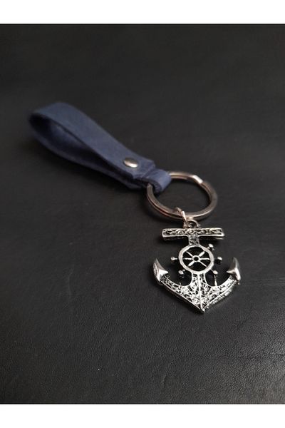BSN Store Leather Keychain Sailor Anchor Premium Real Leather Key Chain
