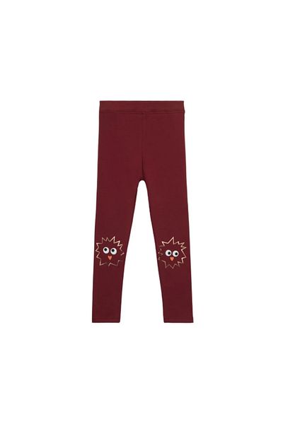 LOVETTI Claret Red Crazy Eyes Printed Winter Hooded Leggings for Girls