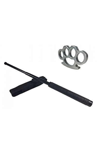 Depox Sada policejních teleskopických obušků, 49 cm a stříbrná krabička o tlo...