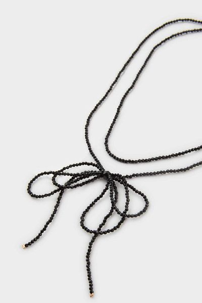 DeFacto Women's Black Drawstring Ribbon Necklace E6723Axns