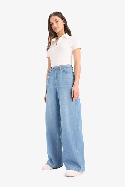 DeFacto Wide Leg High Waist Leg - Long Soft Jean Trousers
