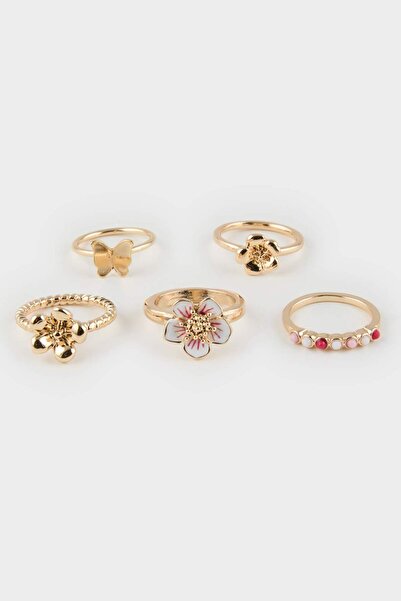 DeFacto خاتم ذهبي نسائي مكون من 5 قطع E8072AXNS