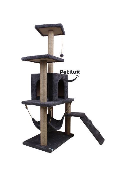 Petilux B-07 Luxury Cat Scratching Playhouse with Hammock and Nest