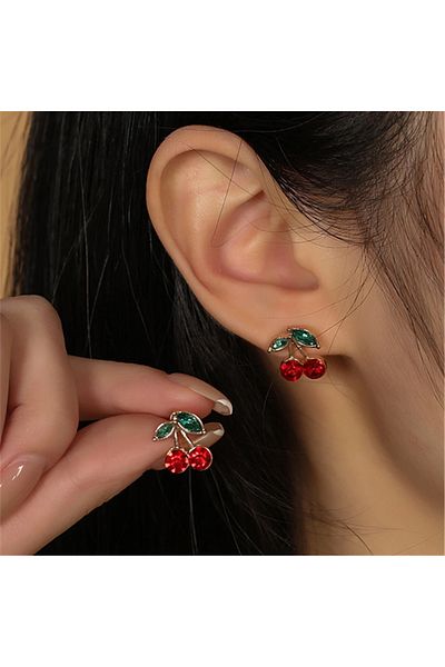 Dodemert Home Zircon Shiny Jewelled Cherry Earrings