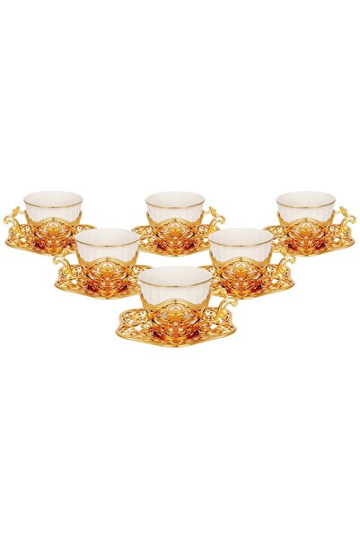 FARİKA طقم قهوة إليسا لستة أشخاص (ذهبي) (صنع في تركيا)