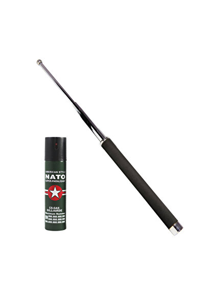 Depox Teleskopická tyč 65 cm, stříbrná, dárkový sprej NATO 60 ml