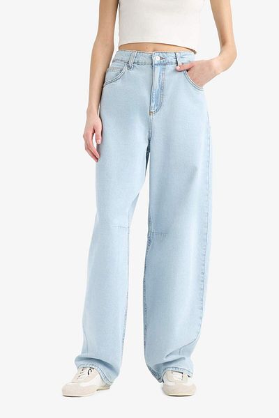 DeFacto Baggy Fit High Waist Straight Leg Jean Pants E1684Ax25Sm