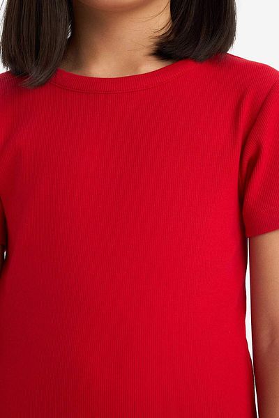 DeFacto Mädchen-Kurzarmkleid mit Rundhalsausschnitt und geripptem Camisole C4644A825SM