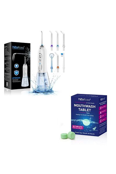 h2ofloss Water Flosser Natural Fresh Breath Rinse Tablets, removes dental plaque and protects gums-W