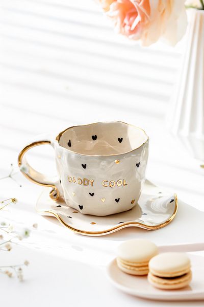 SİNEM YAMAN HOME Daddy Cool Ceramic Mug / Handmade Ceramic Double Mug