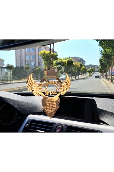 hediyekralı 2 İsimli Kanat Motifli Nazar Dualı Araba Dikiz Aynası Süsü : Altın
