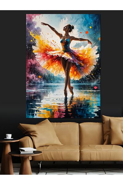 Tablomega Ballerina Dancing on Water Decorative Canvas - Mdf Wood Table