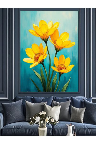 Tablomega The Radiance of Yellow Flowers Decorative Canvas - Mdf Wooden Painting