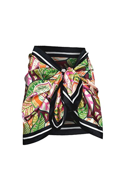 Bolder Coral Plum/Green Floral Pareo (Does Not Show through) 50*145 cm