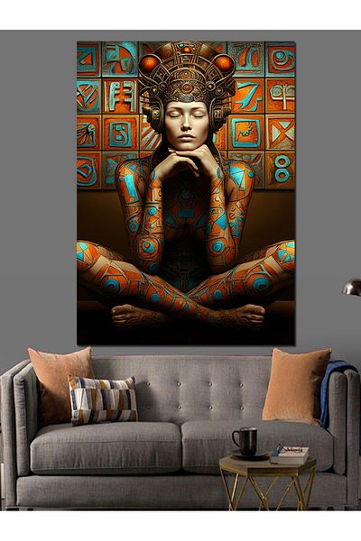 Tablomega Meditative Queen Pattern Decorative Canvas - Mdf Wooden Painting