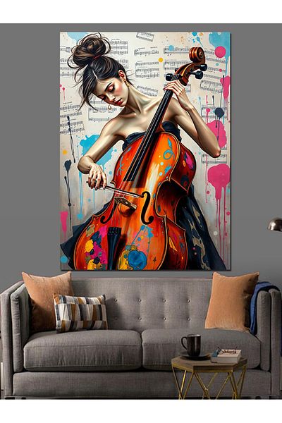 Tablomega Artist Playing Cello Decorative Canvas - Mdf Wooden Painting