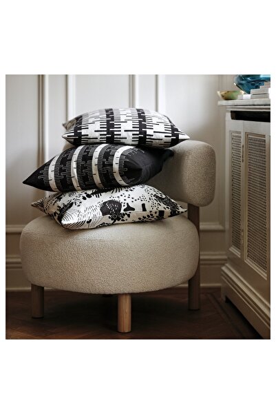 IKEA STOCKHOLM 2025 Cushion Cover 50x50 cm Off-White/Black Cotton, IKEA