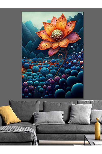 Tablomega Colorful Lotus Flower Decorative Canvas - Mdf Wooden Painting