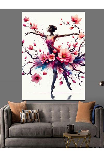 Tablomega Cherry Blossom Ballet Decorative Canvas - Mdf Wooden Painting