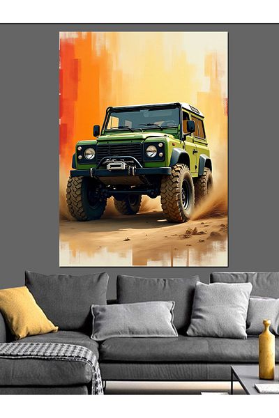 Tablomega Green 4X4 Adventure Decorative Canvas - Mdf Wooden Painting