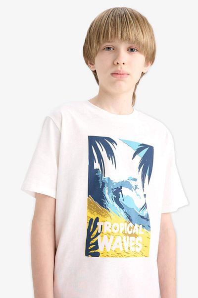 DeFacto Boy's Crew Neck Printed Short Sleeve T-Shirt F0171A825Sm