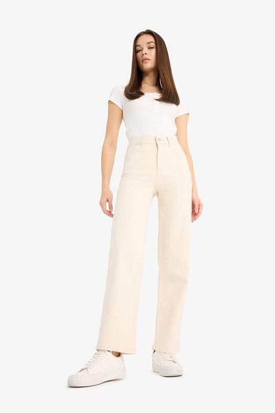 DeFacto Comfort Straight High Waist Ankle Length Jean Pants F0064Ax25Sm
