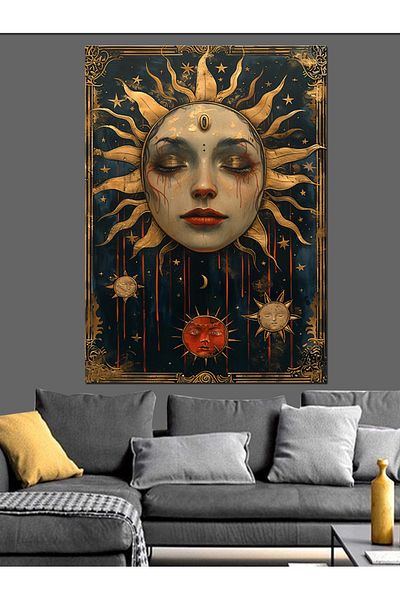 Tablomega Pânză decorativă Golden Sun Face - Lemn MDF