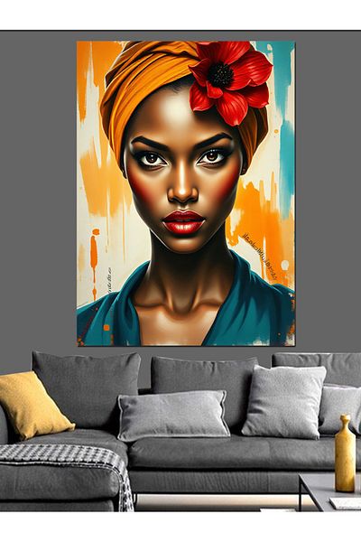 Tablomega African Woman Decorative Canvas - Mdf Wood Painting
