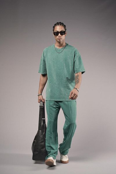 king brich Washed Oversize Cut Bottom Top Set