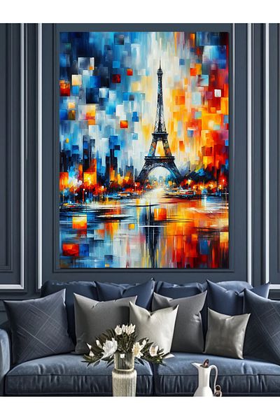 Tablomega Shining Eiffel Glow Decorative Canvas - Mdf Wood Art Print