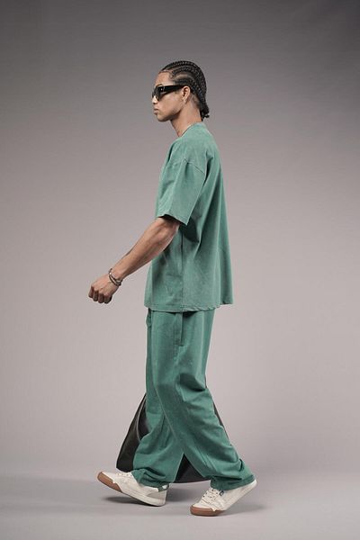 king brich Washed Oversize Cut Bottom Top Set