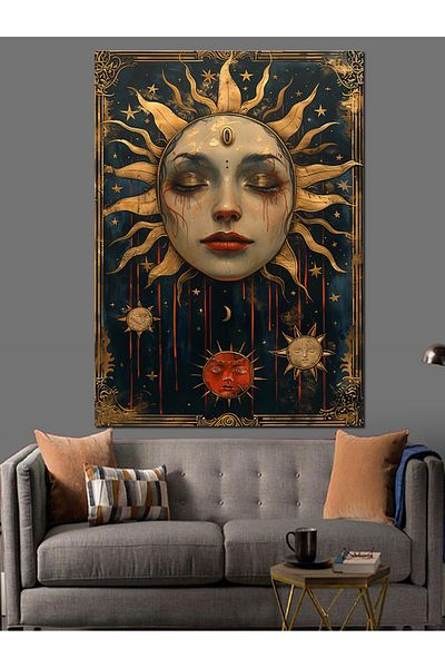 Tablomega Pânză decorativă Golden Sun Face - Lemn MDF