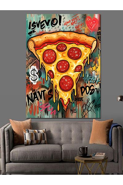 Tablomega Colorful and Artistic Pizza Decorative Canvas - Mdf Wooden Painting