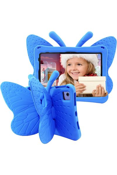 AWH Kids iPad 11"/10.9" Case, Soft EVA Foam, Butterfly Stand, Blue, Child-Friendly, Cute Design