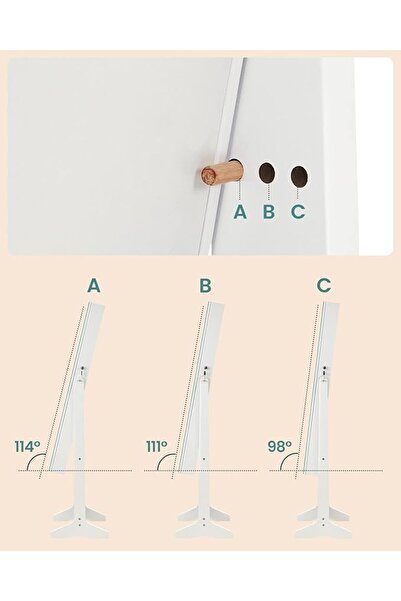 SONGMICS Takı Dolabı, Ayaklı Aynalı Dolap, 2 Ayrı Makyaj Malzemeleri Düzenleyicili, Çerçevesiz Tam B