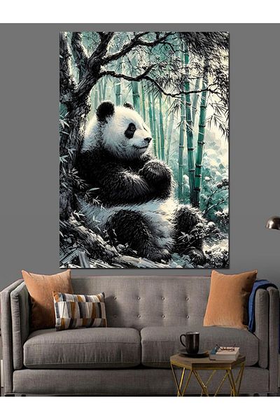 Tablomega Cute Panda in the Snow Decorative Canvas - Mdf Wooden Painting