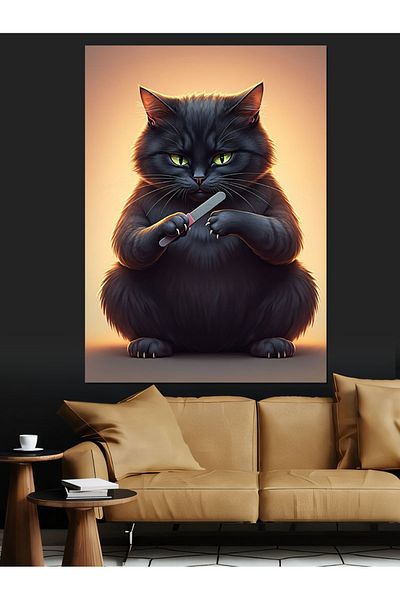 Tablomega Cat Sharpening Nails Decorative Canvas - Mdf Wooden Table