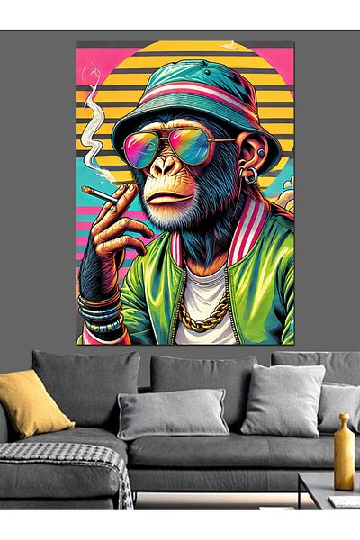 Tablomega Colorful Monkey Charisma Decorative Canvas - Mdf Wooden Painting
