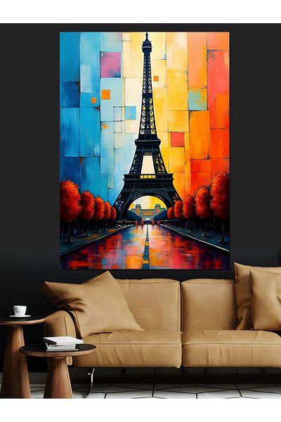 Tablomega Turnul Eiffel Culorile în interior Pânză decorativă - Lemn MDF
