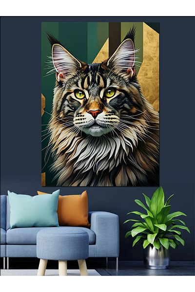 Tablomega Forest Cat Nobility Decorative Canvas - Mdf Wooden Painting