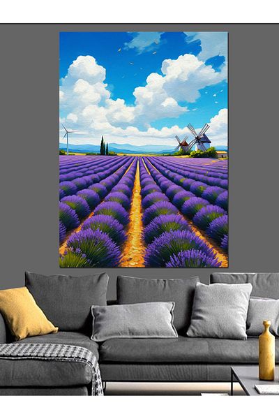 Tablomega Dream in the Lavender Garden Decorative Canvas - Mdf Wooden Painting