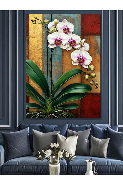Tablomega Elegant Flowers of Orchid Decorative Canvas - Mdf Wooden Painting